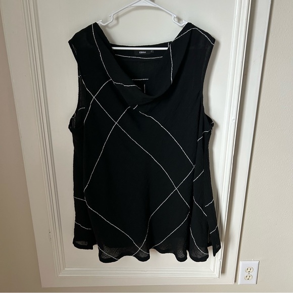 Ralston Black White Cowl Neck Gauzy Sleeveless Tunic Large L Nordstrom Flowy - Picture 1 of 8